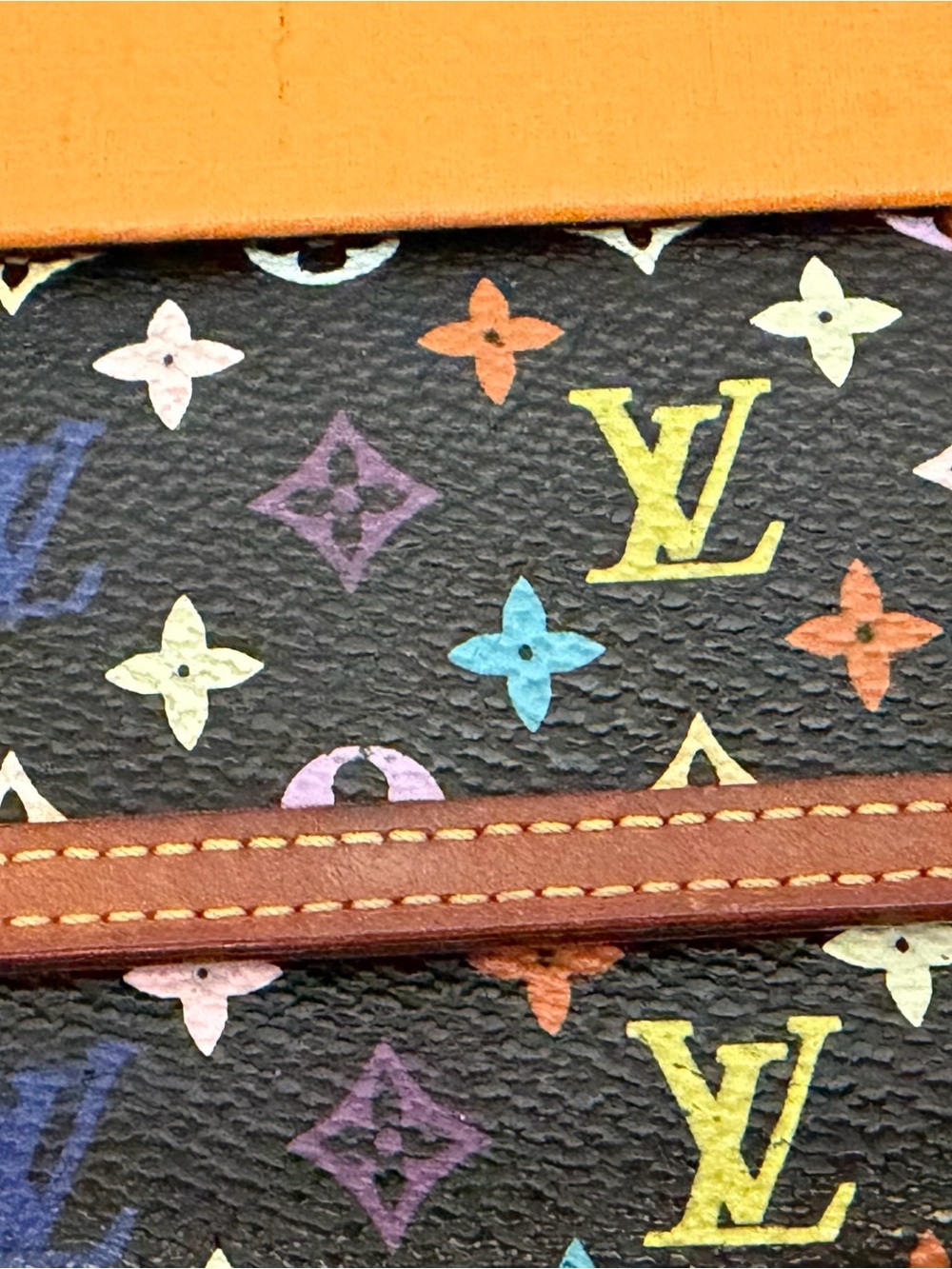 Louis Vuitton Porte Monnaie Plat Black Multicolor Monogram Canvas - Picture 5 of 7